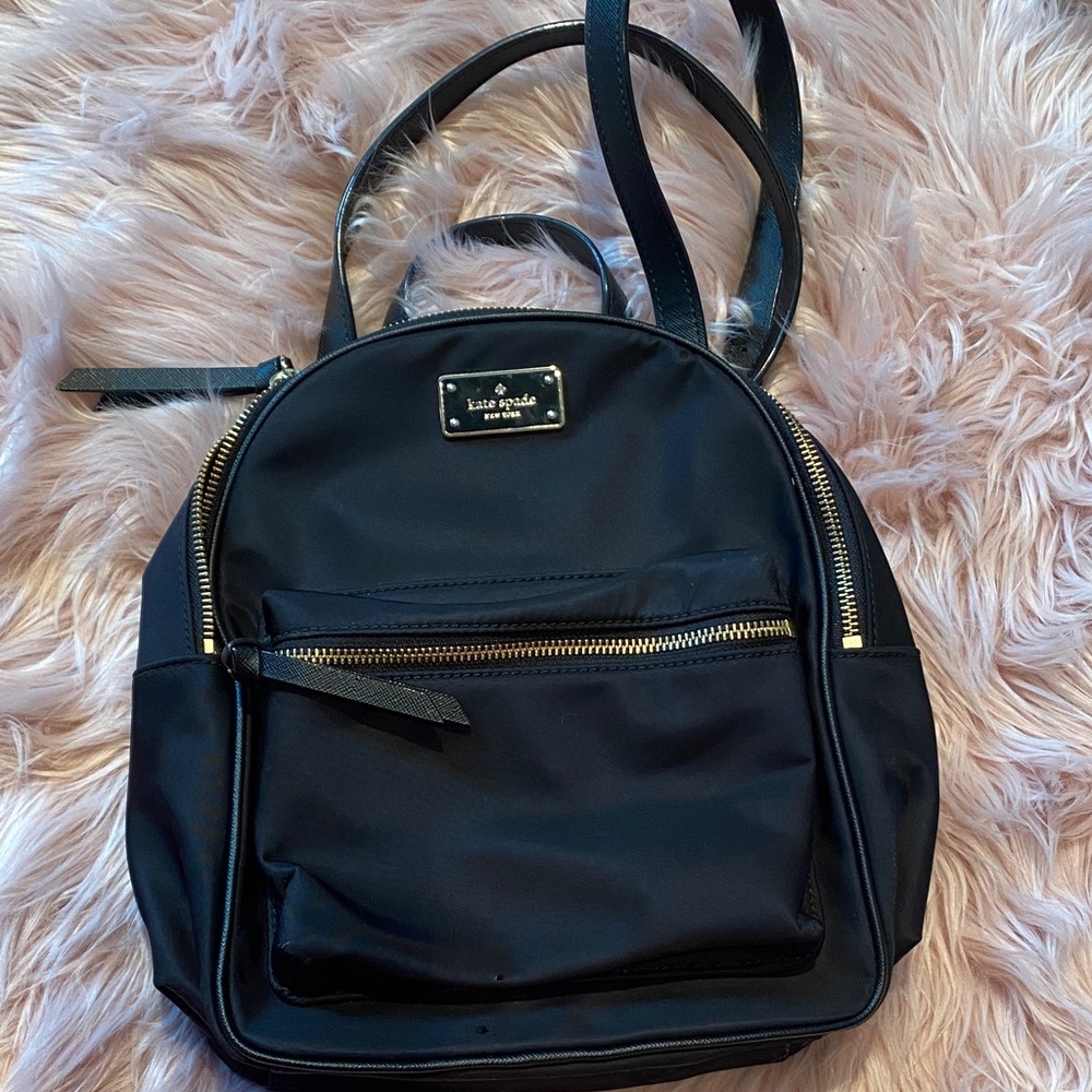Kate Spade Black Backpack with Gold Accents